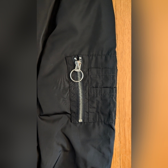 Garage Black Bomber Jacket with Zip Details - Picture 2 of 7